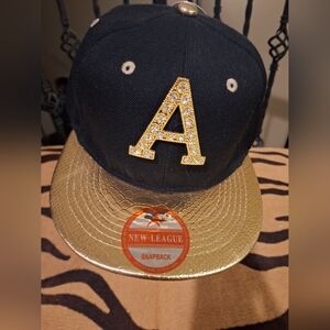 NwT!! NEW League Diamond "A" Metal Snapback Baseball Cap w/ Faux SnakeSkin Brim